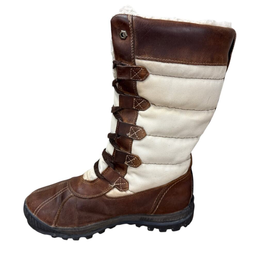 Timberland Mt Hayes Women 10 Brown Leather Canvas Waterproof Boots 6910B